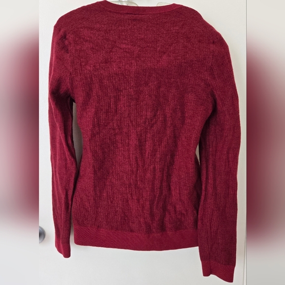 Hugo Boss Deep Red Burgandy V-Neck Sweater Slimfit NWOT - Picture 3 of 5